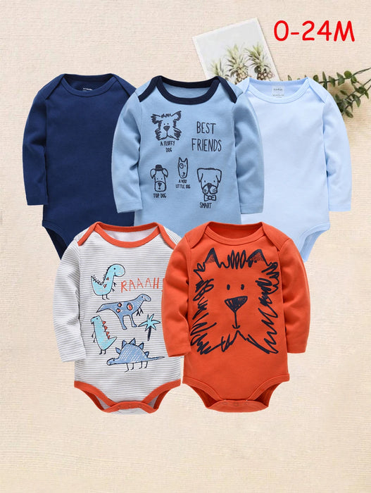 3/6 Pcs/Lot Newborn Baby Clothes Boys Cute Romper 100% Cotton Long Sleeve Bodysuit Baby Clothing Set Gift Infant Jumpsuit 0-24M