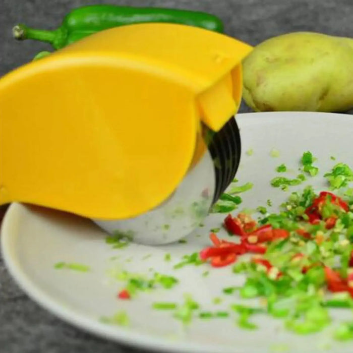 Vegetable Chopper Roller Manual Scallion Cutter with 6 Stainless Steel Blade Detachable Herb Roller Mincer Parsley Chopper Tools