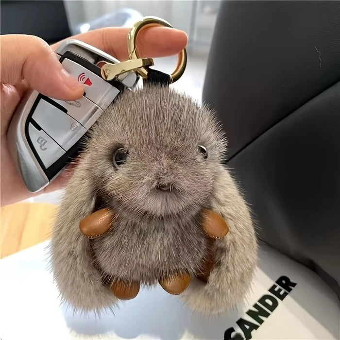 1pc Trendy Plush Rabbit White Keychain for Woman with Cute Charm Soft Toy Decorative Accessory for Bags New Year Gift Body Kit
