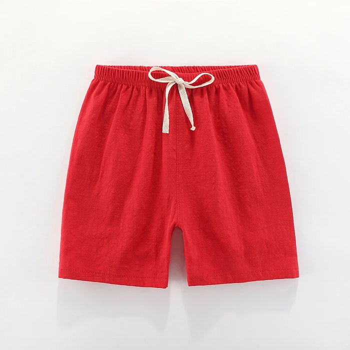 Bright red kids' cotton linen shorts