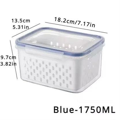 1/2/3pcs Refrigerator Storage Box Fridge Organizer Fresh Vegetable Fruit Drain Basket Storage Container Pantry Kitchen Organizer