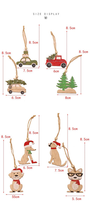 New Year 2022 Natural Wood Christmas Tree Ornament Xmas Hanging Pendants Star Xmas Tree Bell Christmas Decorations For Navidad