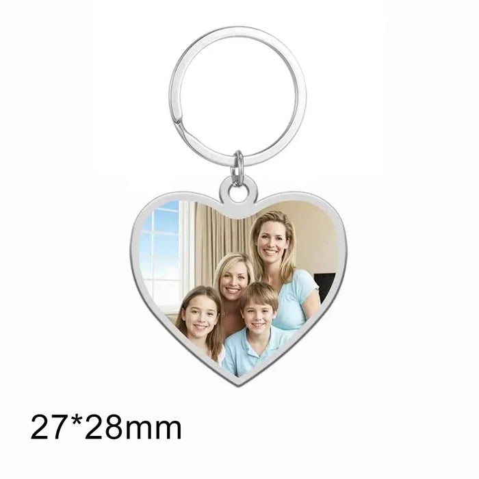 Custom Photo Keychain Stainless Steel Keyring Rectangle Heart Shape Personalized Picture Key Holder Jewelry Valentine's Day Gift