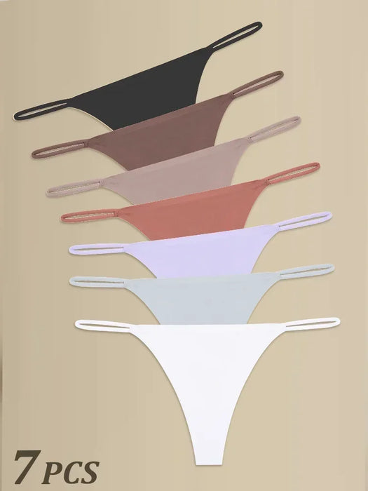 7Pcs/Set Women Seamless Thongs  High Flexibility Panties Thin Strap Low WaistSexy Underwear Ladies T-back Comfortable Women