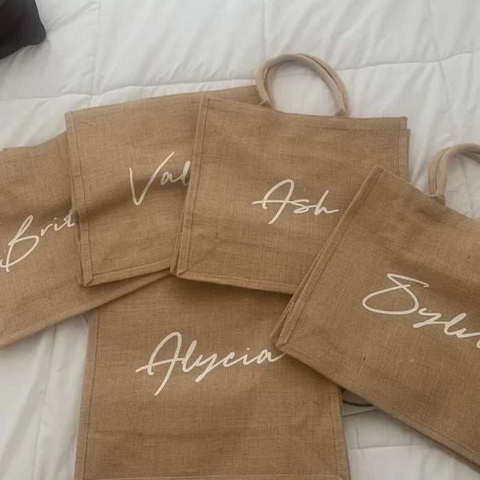Beach Bag Personalized Name Burlap Tote Bridesmaids Beach Bag