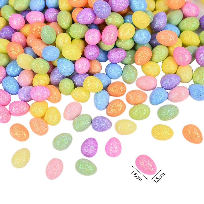80/160 Pcs Colorful Easter Eggs Glitter Foam Bird Pigeon Happy Easter Party Home Decoration Kids Gift Basket Filler DIY Crafts