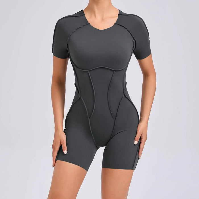 Short Jumpsuit Gym Clothes For Women Sportswear Fitness Overalls Backless Scrunch Booty Yoga Suit Sports Set Outfit