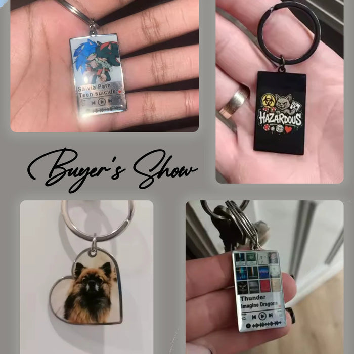 Custom Photo Keychain Stainless Steel Keyring Rectangle Heart Shape Personalized Picture Key Holder Jewelry Valentine's Day Gift