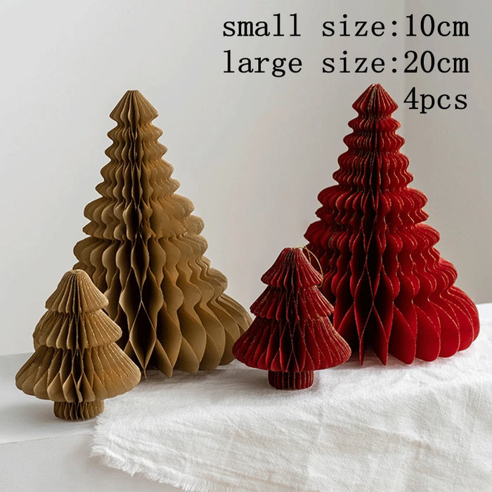 Chinese New Year Decorations Paper Honeycomb Ball Folding Christmas Tree 3D Ornament Home Wedding Decoration Desktop Ornament