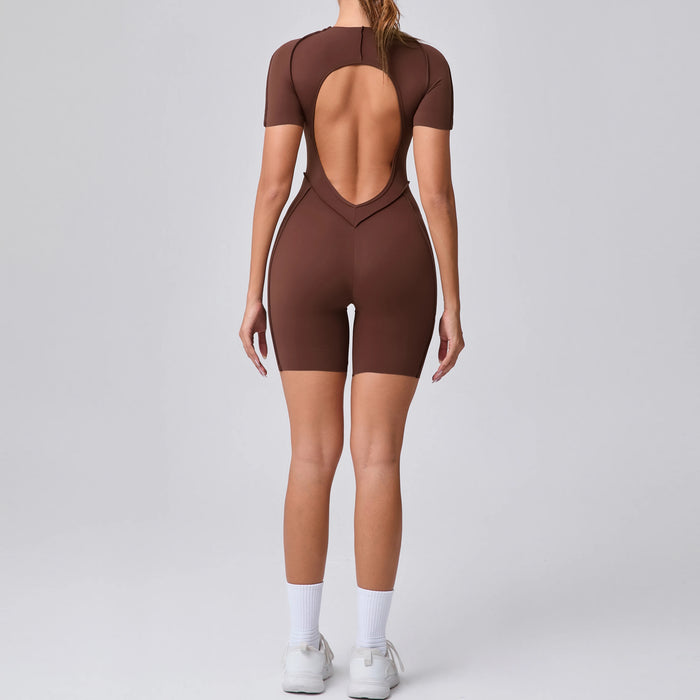 Short Jumpsuit Gym Clothes For Women Sportswear Fitness Overalls Backless Scrunch Booty Yoga Suit Sports Set Outfit