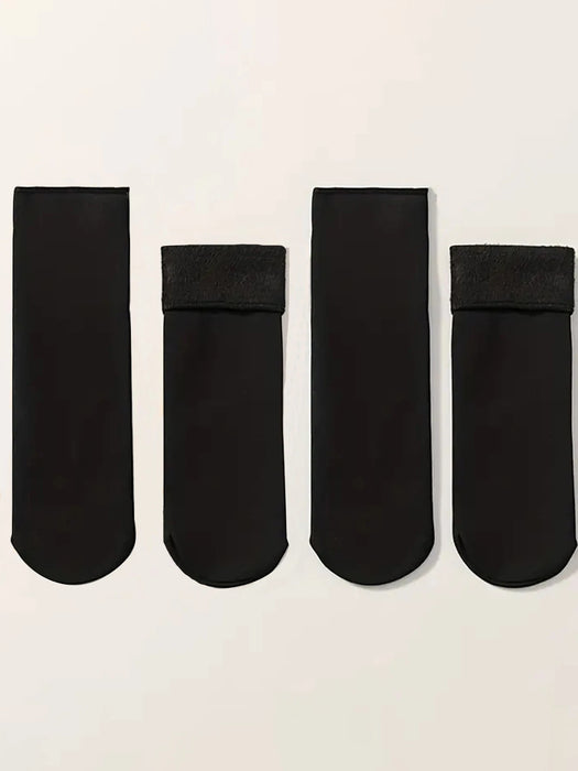 1 Pairs Women's Winter Thick Insulation Short Cashmere Socks Nylon Snow Velvet Boot Solid Color High-quality Women's Floor Socks