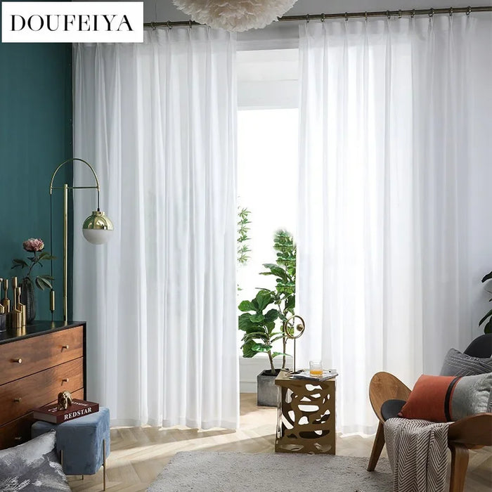 1Pc  Super Soft Chiffon White Tulle Sheer Curtains for Living Room Lining Bedroom Window Decor