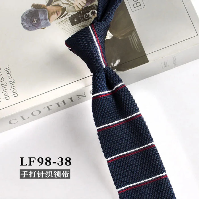 Striped Knitted Neckties For Men Narrow Retro Knitting Neck Tie Korean Style Casual Cravat Shirts Accessories Suit Neckwear