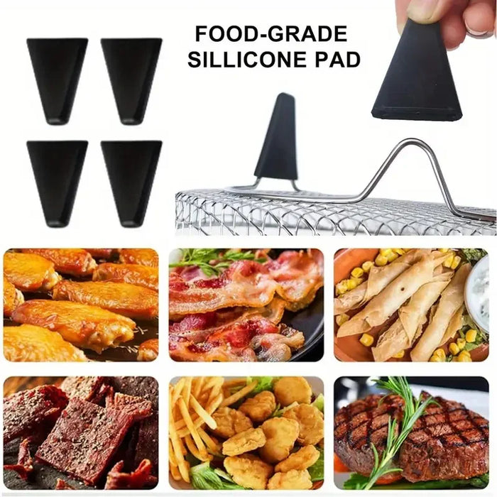 3Layers Air Fryer Rack Stainless Steel Stackable Grill Food Dehydrator Basket Air Fryer Accessory  Cook Several Food in One Time