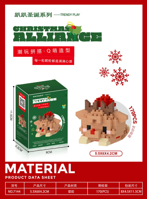 Lying reindeer micro block figure, 170 pieces, with box