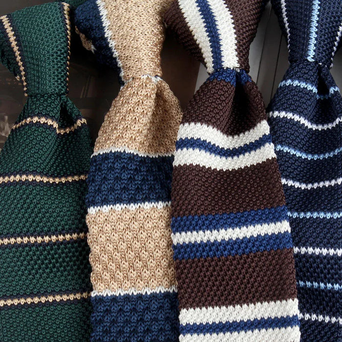 Striped Knitted Neckties For Men Narrow Retro Knitting Neck Tie Korean Style Casual Cravat Shirts Accessories Suit Neckwear