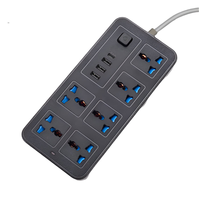Power Multi Tap Universal Plug EU US UK Outlet Power Strip with 2m Extension Cord AC Type C USB Port Charge Electrical Socket
