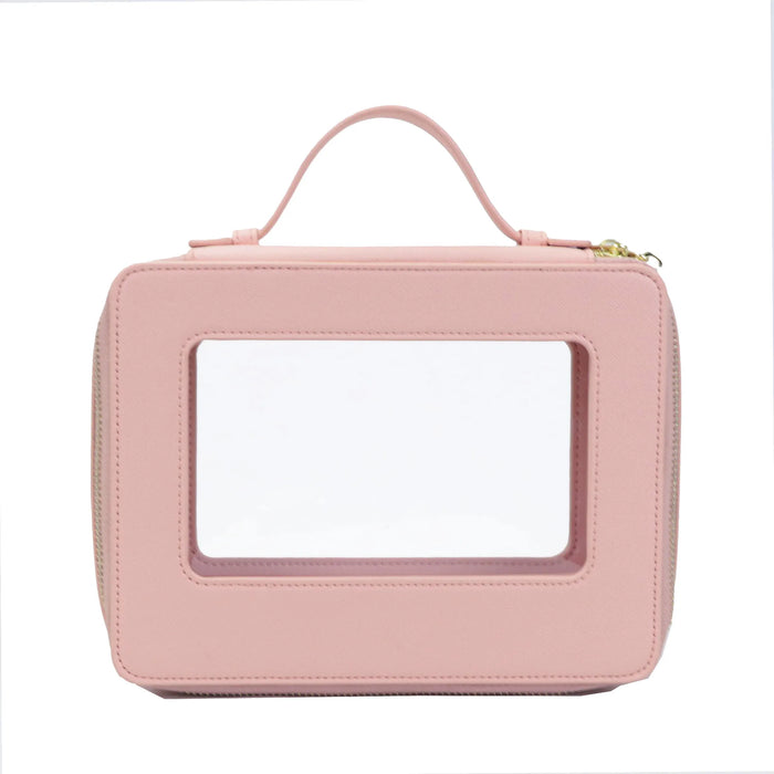 Customized Letters Transparent Makeup Bag Saffiano Portable Cosmetic Case