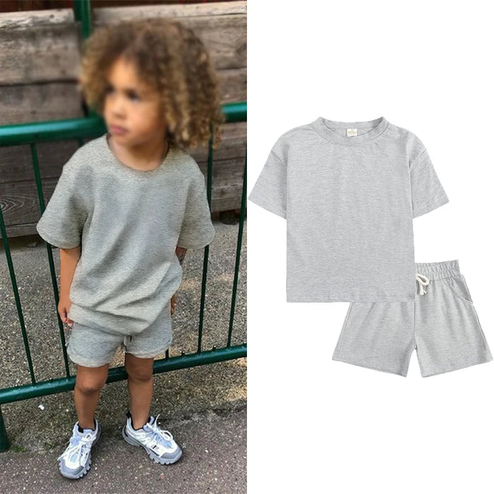 Summer Essential Tracksuit Children's Clothing Sets Suit For Girls Short Sleeve Top+Shorts Boys Costume Kids Outfits Sportswear