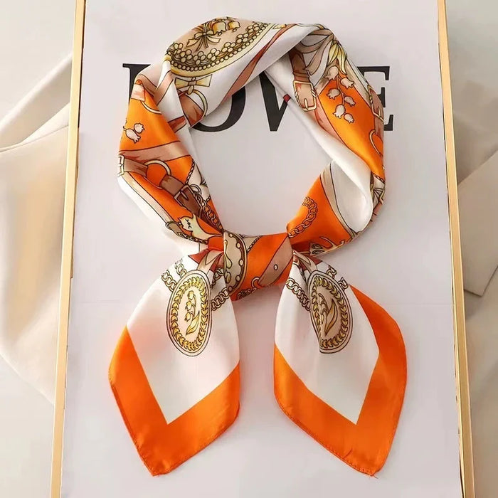 70cm Silk Square Scarf Women Satin Bandana Print Scarves Head Band Fashion Lady Hair Shawl Wrap Female Neckerchief Hijab