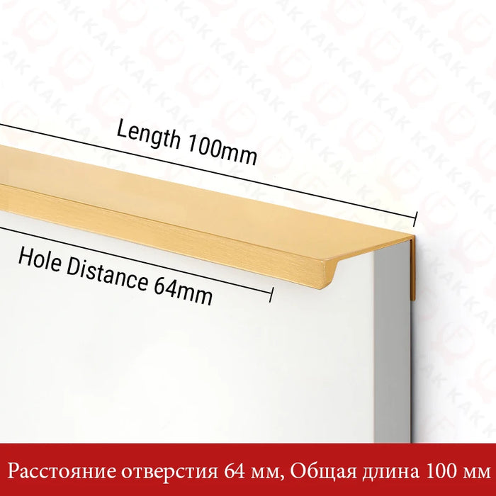 KAK Hidden Long Furniture Handles Black Kitchen Cabinet Handle Pulls Non Punched Aluminum Alloy Cupboard Door Handle Hardware