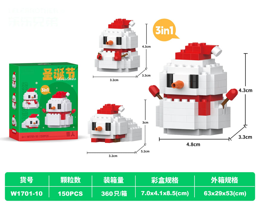 Snowman 3-in-1 micro block set, 150 pieces