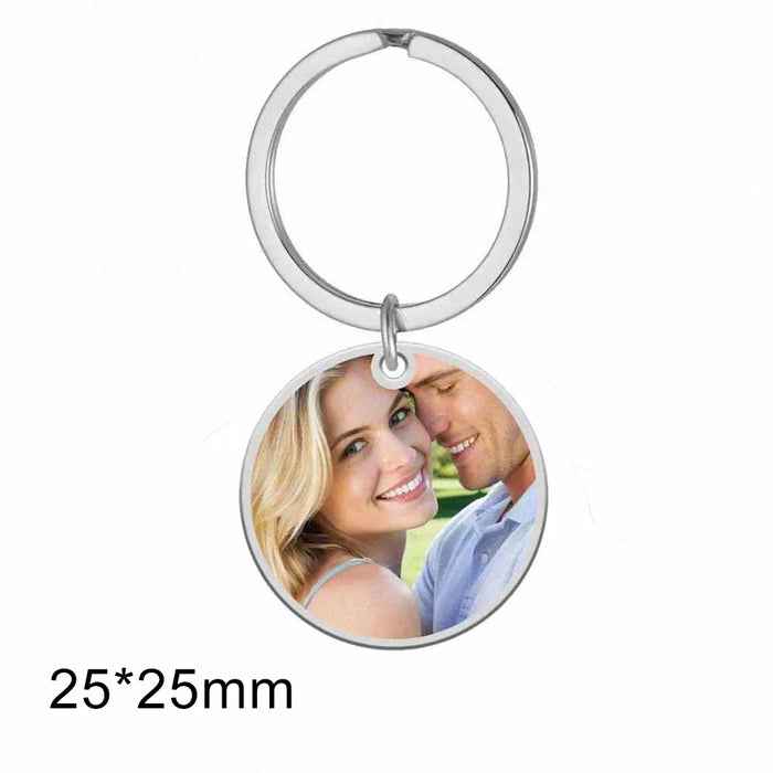 Custom Photo Keychain Stainless Steel Keyring Rectangle Heart Shape Personalized Picture Key Holder Jewelry Valentine's Day Gift