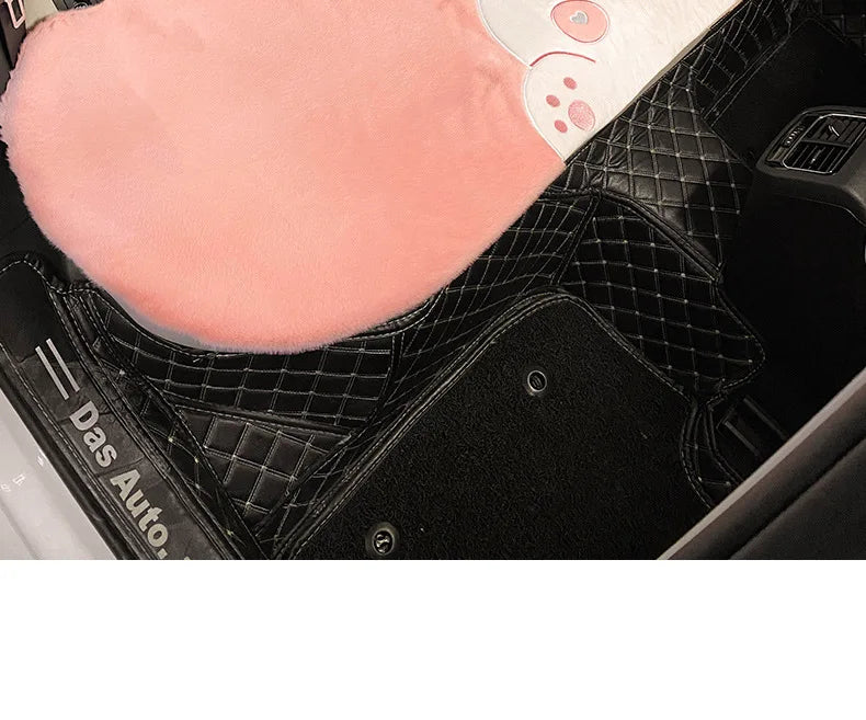 Plush Cute Cartoon Car Seat Cushion Pad Full Set Breathable Four Seasons Car Seat Cover Anti Slip Interior Accessories Universal