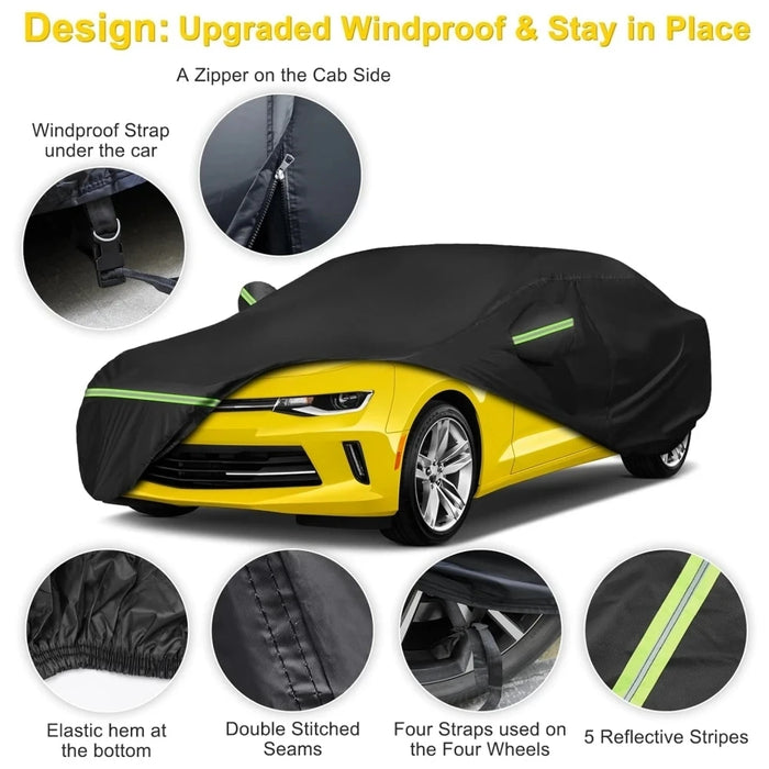 Windproof Full Car Cover All Weather Outdoor Car Covers with Zipper