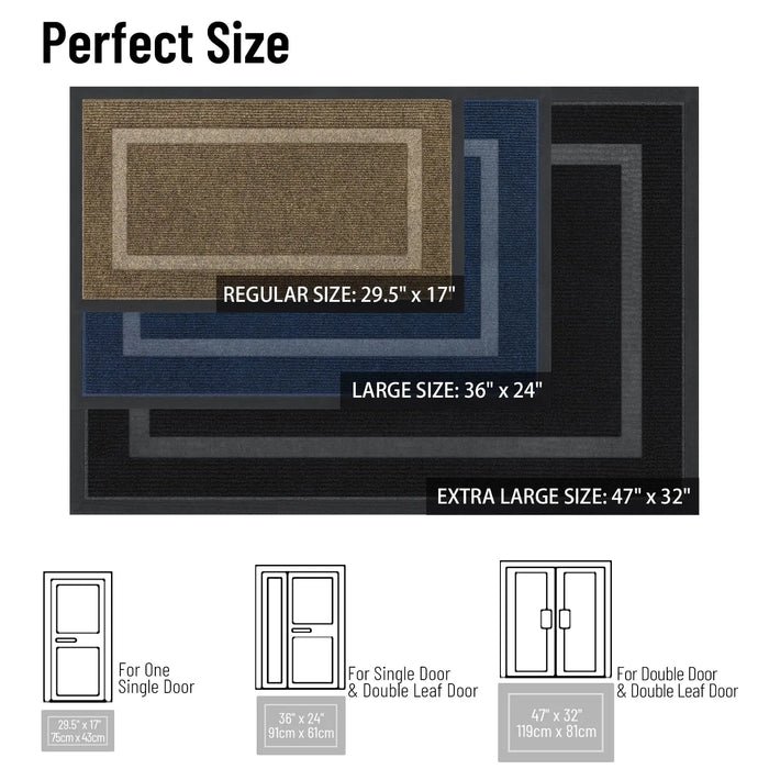 Front Door Mat Indoor Outdoor Entrance Waterproof Sturdy Natural Rubber Fade Resistant Easy Clean Patio Porch Door Mat