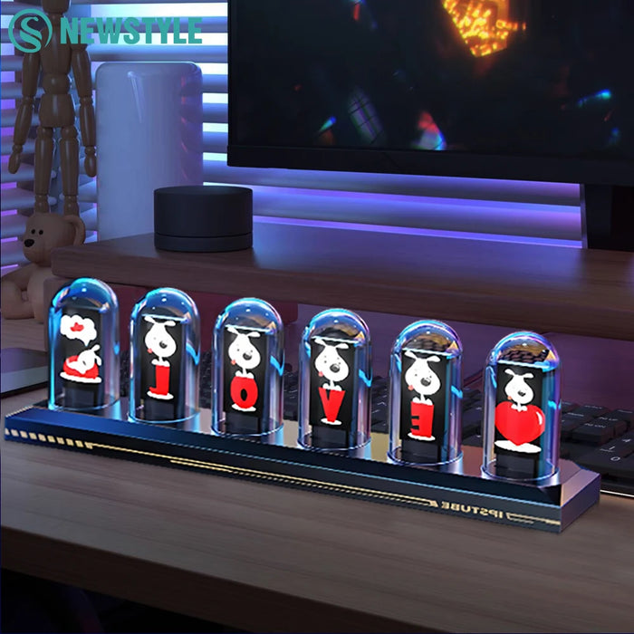 Nixie Tube Clock Night Light IPS RGB Glow Color App Control DIY Screen Digital Tube Clock For Bedroom