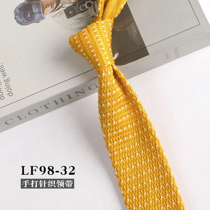 Striped Knitted Neckties For Men Narrow Retro Knitting Neck Tie Korean Style Casual Cravat Shirts Accessories Suit Neckwear