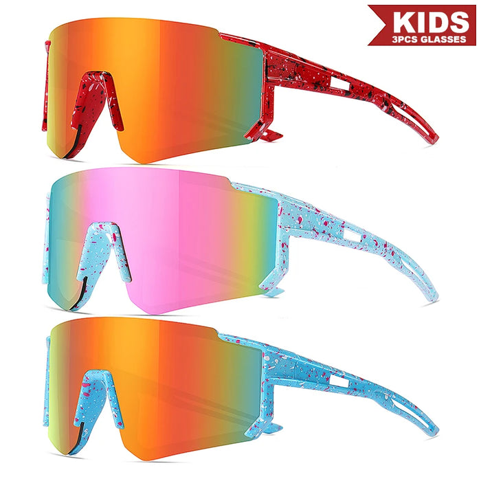 1PCS/3PCS Youth Baseball Sunglasses for Kids - UV400 Protection Lenses for Softball, Cycling & Sports (Boys & Girls)