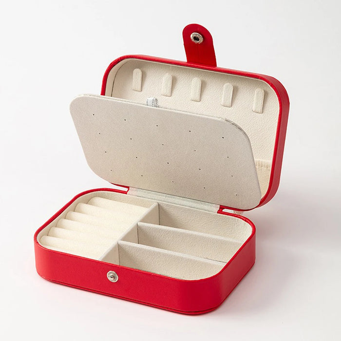 Portable Multi-Compartment Jewelry Box with Velvet Lining - Travel-Friendly Pink Jewelry Organizer for Accessories