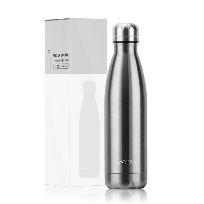 WATERSY 500ml Insulated Water Bottle, Stainless Steel Thermal Leakproof Flask, BPA-Free Double Walled Vacuum Bottle for Sports