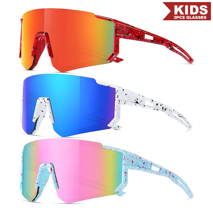 1PCS/3PCS Youth Baseball Sunglasses for Kids - UV400 Protection Lenses for Softball, Cycling & Sports (Boys & Girls)