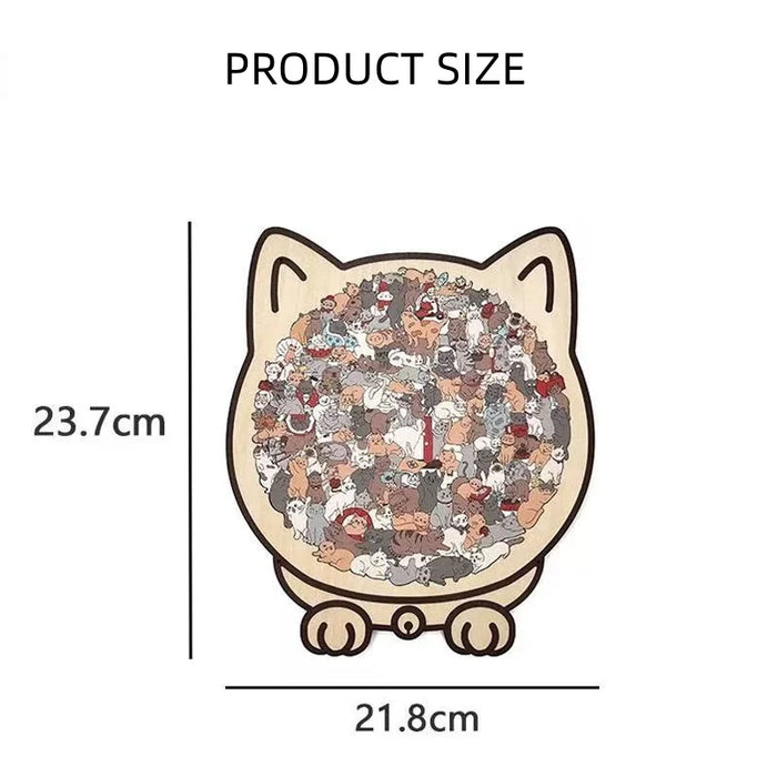 135pcs Cat-shaped Wooden Jigsaw Puzzle Unique Irregular Puzzle Pieces Game Birthday Xmas Gifts for Cat Lovers Home Decorations