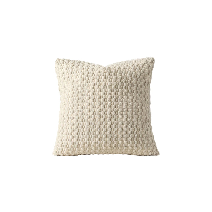 Beige textured knit cushion cover