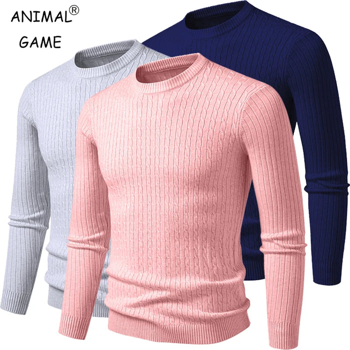 new Mens Crew Neck Sweaters Long Sleeve Lightweight Knit Dress Pullover Sweaters Casual outwear Twist Patterned Cable Sweaters