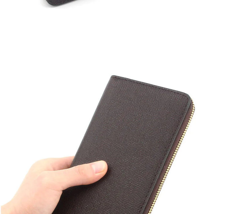 Custom Initial Letters Genuine Saffiano Leather Unisex Long Wallet Purse