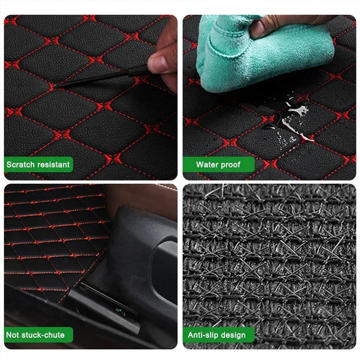 Car Floor Mats 4PCS Universal PU Leather Waterproof Auto Foot Pad Protector