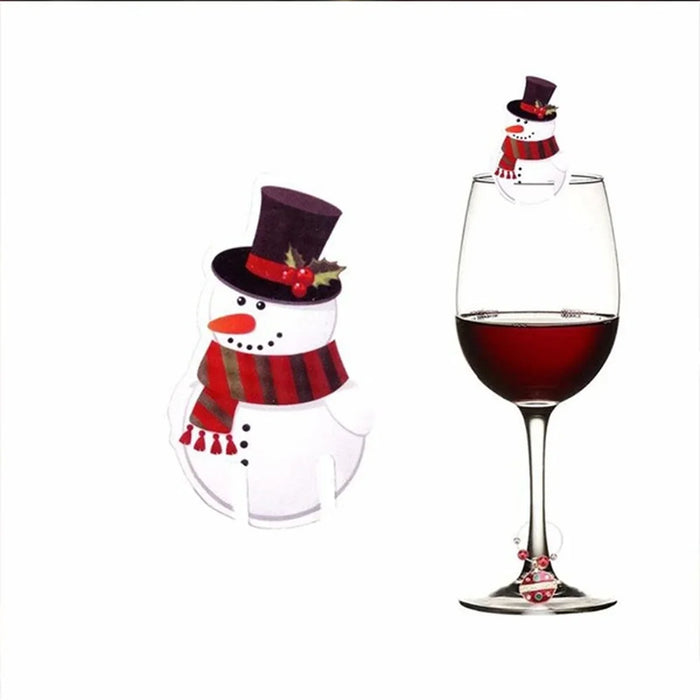 10pc/set Wine Cup Card Christmas Decor Santa Hat Glass Decor Xmas Tree
