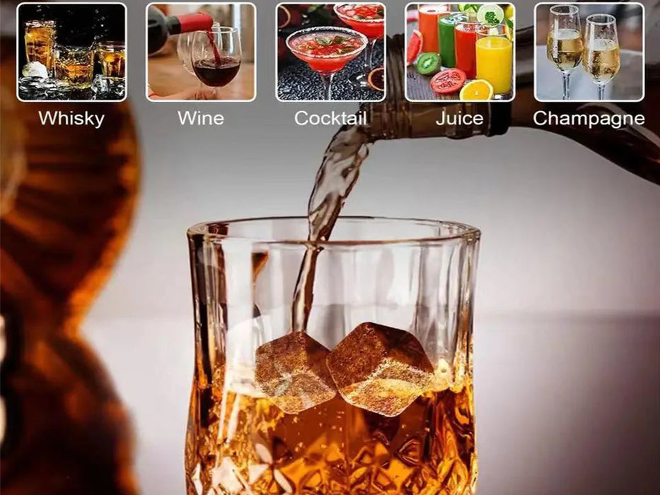 Christmas Valentine's Gift Whiskey Stones Glasses Set Granite Ice Cube For Whisky in Wooden Bottle Box Present For Dad Husband