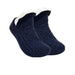 Navy solid knit slipper socks with white plush lining