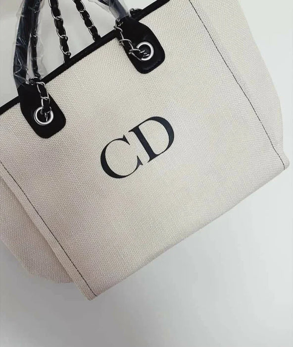 Personalised Chain Monogram Canvas Tote Bag Shoulder Bag
