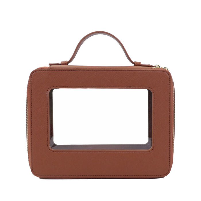 Customized Letters Transparent Makeup Bag Saffiano Portable Cosmetic Case