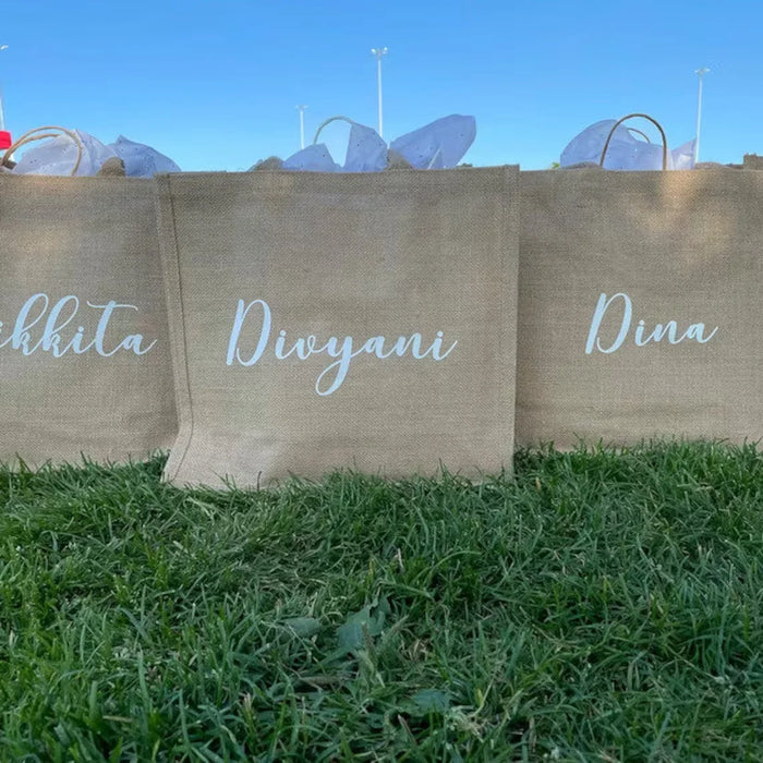 Beach Bag Personalized Name Burlap Tote Bridesmaids Beach Bag