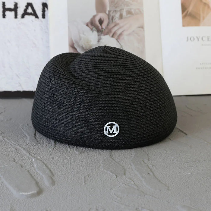 Straw Pillbox Hat Summer Beret Sun Hats Japanese Retro Weeding Fedora Hostess Fashion Millinery Fascinator Designer Painter Hat