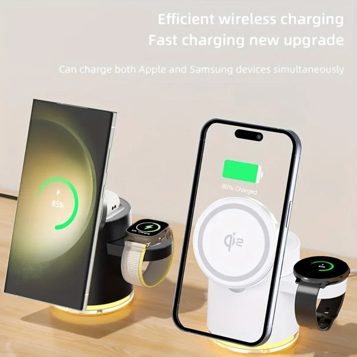 Foldable 4 in 1 Qi2 15W Magnetic Wireless Charger Fast Charging Station for Magsafe iPhone16/15/14/13/12 Apple Watch AirPods Pro