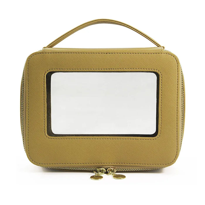 Customized Letters Transparent Makeup Bag Saffiano Portable Cosmetic Case